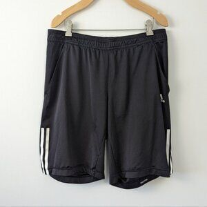 Adidas Men's Athletic Running Shorts with Stripe Detail - Black Size Large